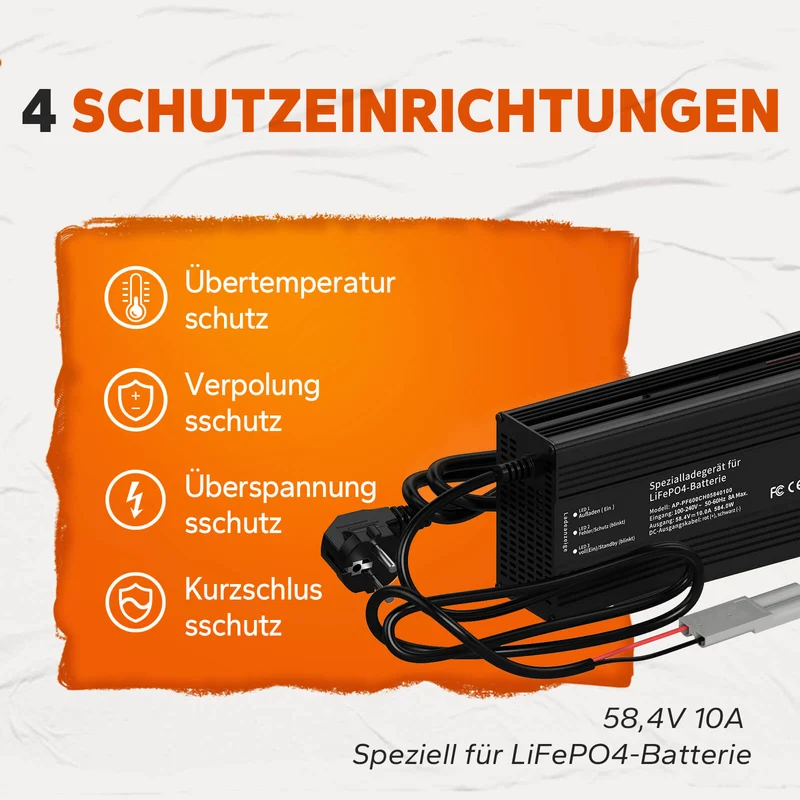 [Gebraucht-Like New] LiTime 58,4V 10A LiFePO4 Batterieladegerät für 51.2V LiFePO4 Batterie, mit intelligenter 0V-Ladefunktion