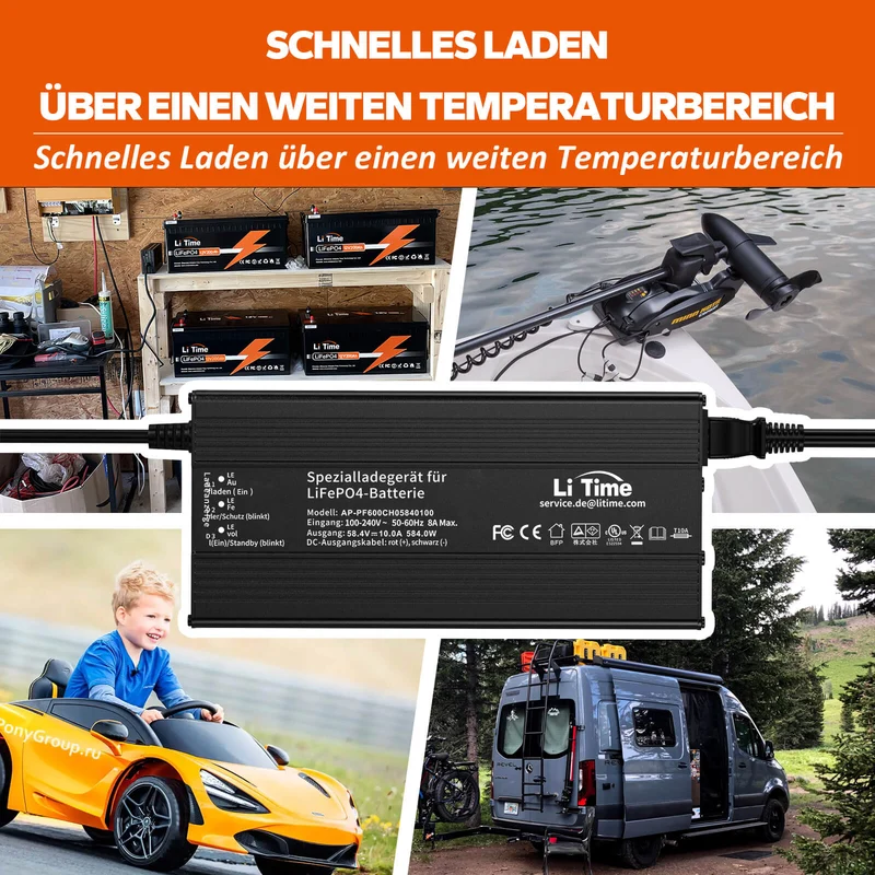 [Gebraucht-Like New] LiTime 58,4V 10A LiFePO4 Batterieladegerät für 51.2V LiFePO4 Batterie, mit intelligenter 0V-Ladefunktion