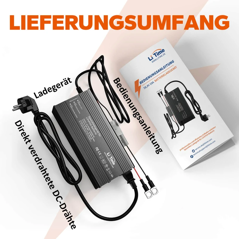 [Gebraucht-Like New] LiTime 58,4V 10A LiFePO4 Batterieladegerät für 51.2V LiFePO4 Batterie, mit intelligenter 0V-Ladefunktion