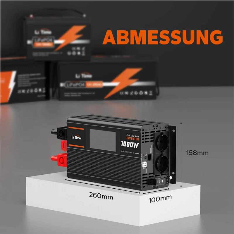 [Gebraucht-Like New] LiTime 1000W Reiner Sinsuswellen Wechselrichter 12VDC zu 230VAC Konverter