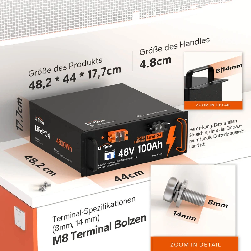 [Gebraucht-Like New] LiTime 48V 100Ah Lithium LiFePO4 Batterie