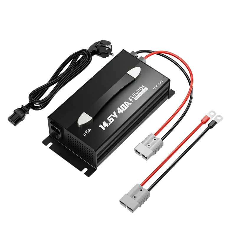 LiTime 12V (14.6V) 40A montierbares Lithium-Akku-Batterieladegerät mit Handgriff