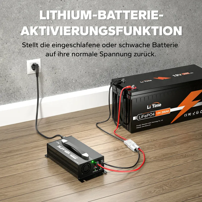 【Ukraine】 LiTime 12V (14,6V) 40A монтажний зарядний пристрій для літієвих акумуляторів з ручкою