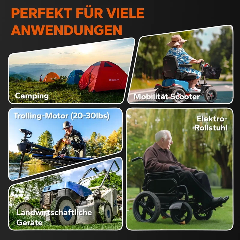 【Nicht mehr erhältlich】LiTime 12V 45Ah Group U1 Deep Cycle Lithium-Batterie Rollstuhl und Seniorenmobil, Elektromobil