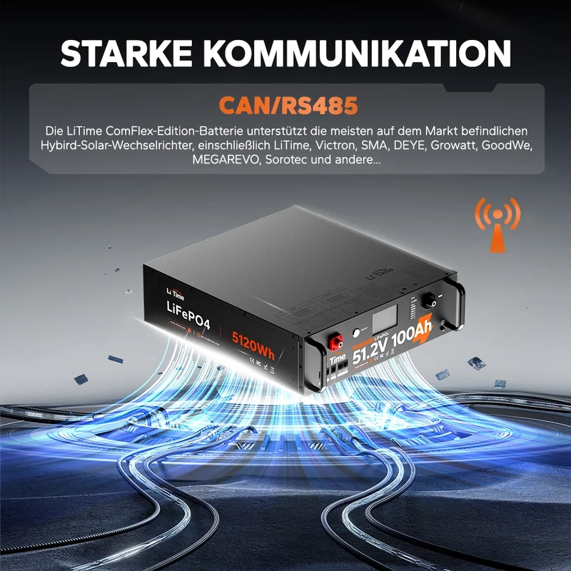 LiTime LiFePO4 51,2V 100Ah Solarbatterie Smart ComFlex 3U rack mit BMS