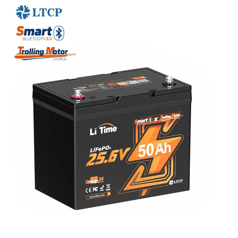 LiTime 24V 50Ah Bluetooth Deep Cycle Lithium Batterie für 100lb Elektromotor-Boote