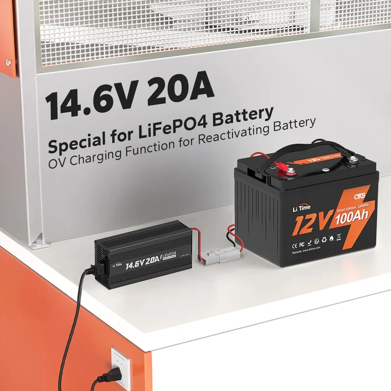 LiTime 14.6V 20A зарядний пристрій для літієвих акумуляторів