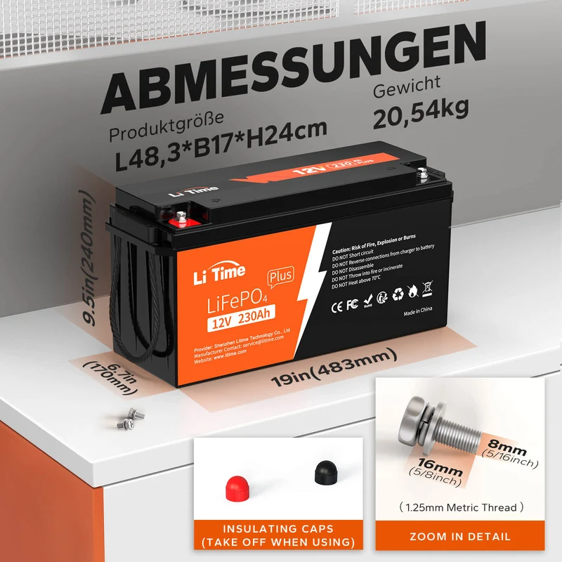 【Ukraine】LiTime LiFePO4 12V 230Ah Plus акумулятор глибокого циклу – з BMS на 200A