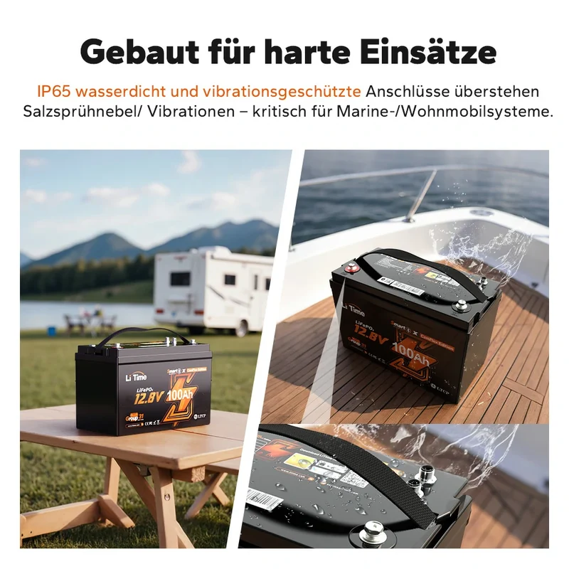 LiTime 12V 100Ah Smart ComFlex Batterie mit Bluetooth & Victron-Kommunikation