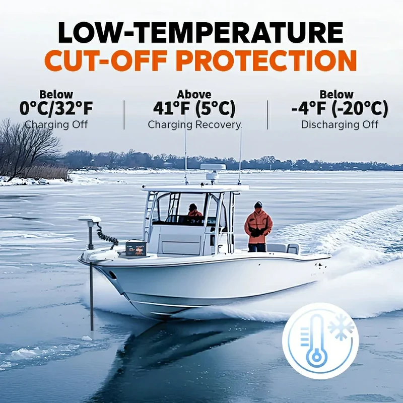 LiTime 12V 100Ah Smart LiFePO4 Marine-Batterie für elektrischen Außenbord-Trolling-Motor
