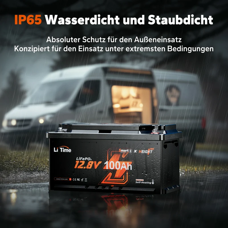 0% MwSt. LiFePO4 12V 100Ah H190 Batterie – 200A Dauerstrom für Wohnmobil-Mover mit Bluetooth, Heizung & Untersitz DIN H8