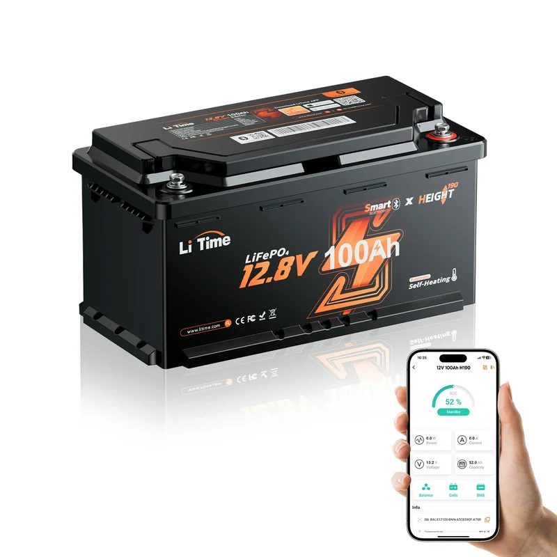 0% MwSt. LiFePO4 12V 100Ah H190 Batterie – 200A Dauerstrom für Wohnmobil-Mover mit Bluetooth, Heizung & Untersitz DIN H8
