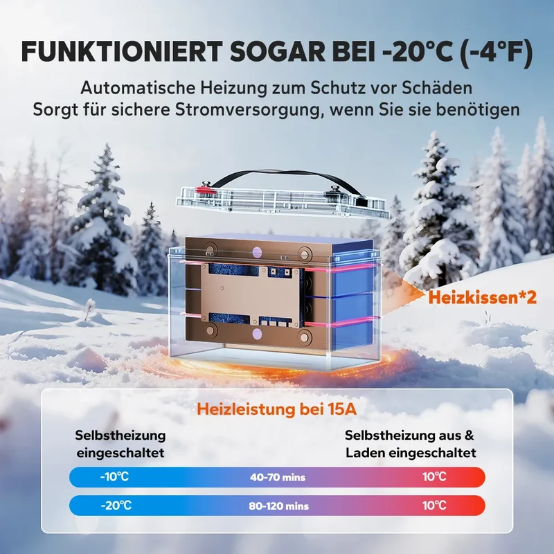 LiTime 12V 165Ah Dual-Purpose LiFePO4-Batterie mit 1200 CCA und Selbstheizung für Wohnmobil und Marine