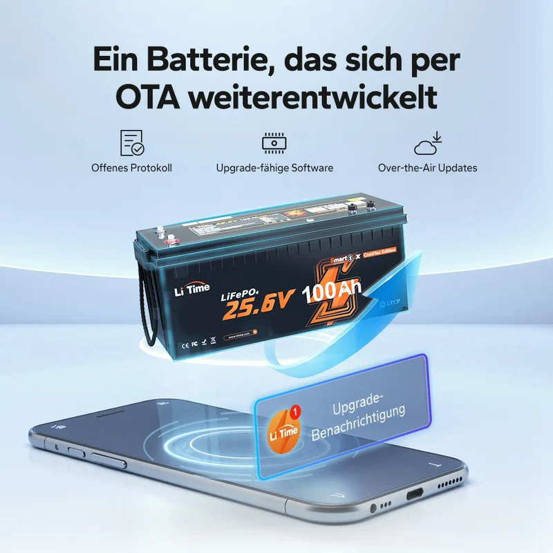 LiTime 24V 100Ah Smart ComFlex LiFePO4 – Bluetooth & Victron-kompatibel