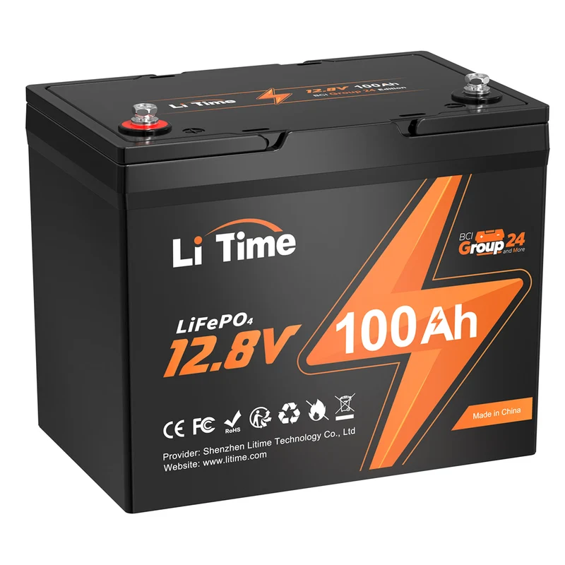 Kompakte LiTime 12V 100Ah Group24 LiFePO4-Batterie – Perfekt für MiniCamper, Angeln & platzsparende Installation
