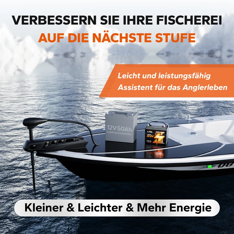 LiFePO4 12V 50Ah Bluetooth Kälteschutz Deep Cycle Lithium Batterie für Elektro Bootsmotor