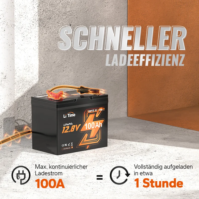12V 100Ah Group24 Wohnmobil Bluetooth Deep Cycle Lithium Batterie für MiniCamper