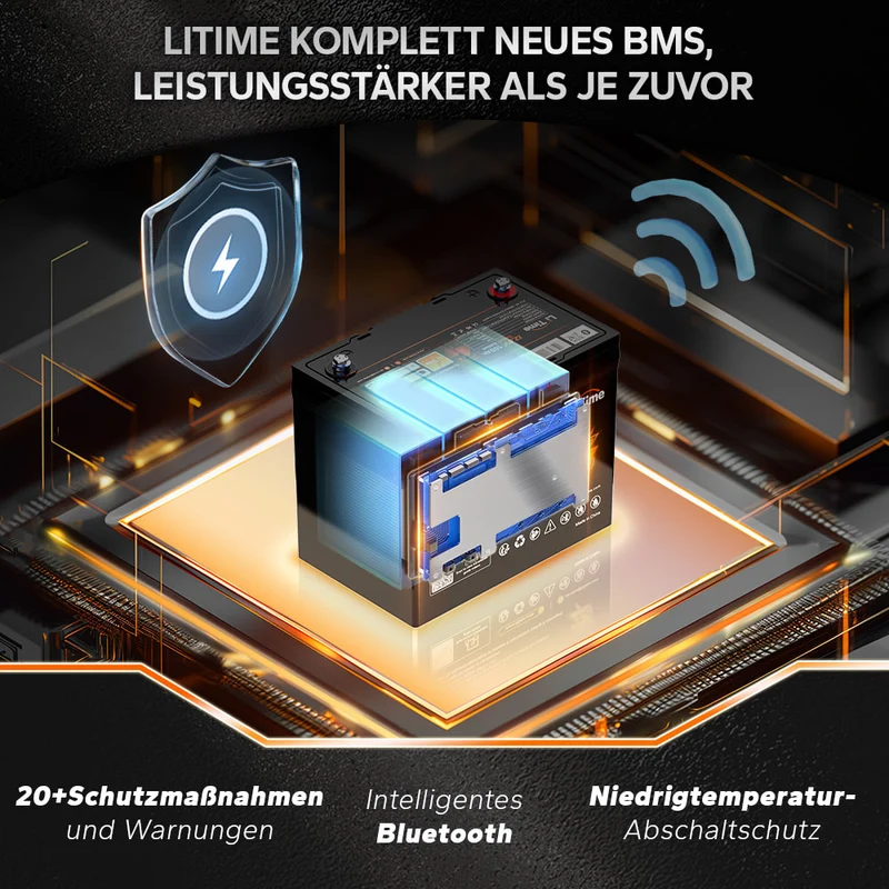 12V 100Ah Group24 Wohnmobil Bluetooth Deep Cycle Lithium Batterie für MiniCamper