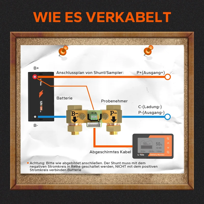 LiTime 500A Batteriewächter mit LCD-Display und Shunt