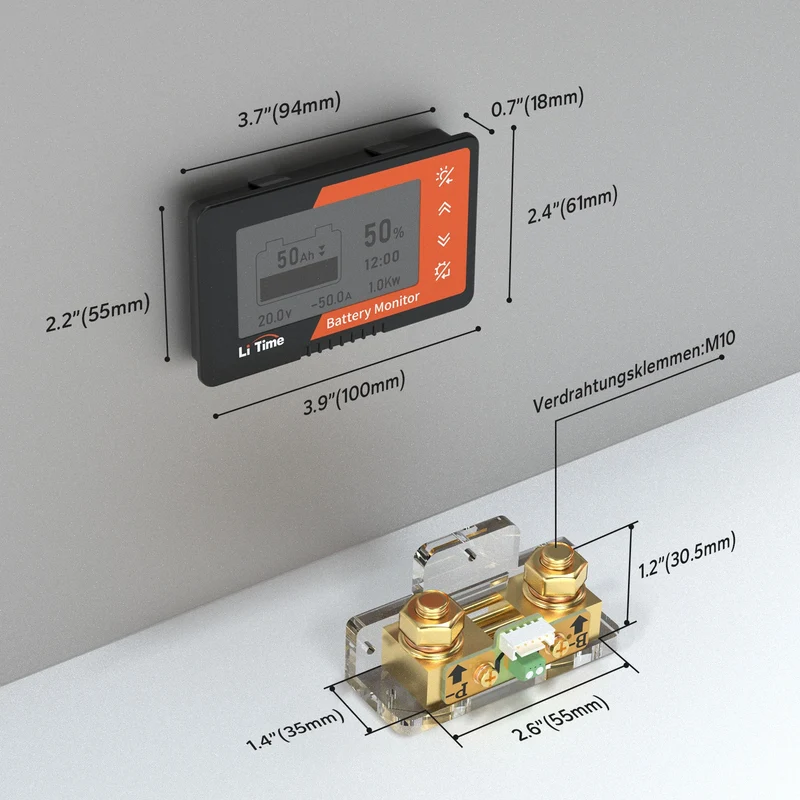 LiTime 500A Batteriewächter mit LCD-Display und Shunt
