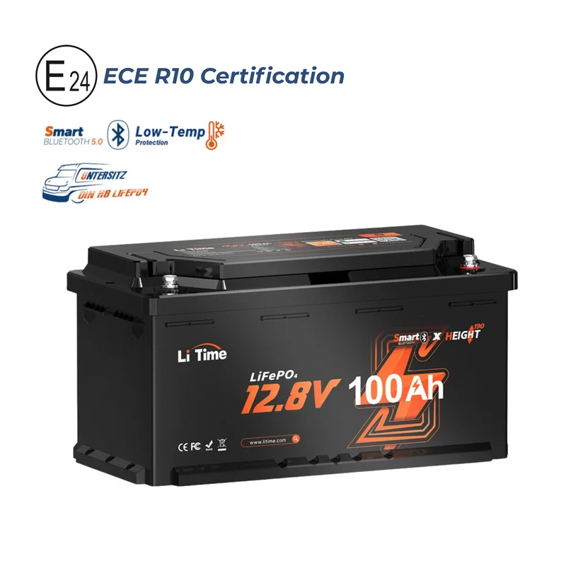 12V 100Ah H190 Deep Cycle LiFePO4 Batterie Mit Bluetooth - Wohnmobil Untersitz DIN H8 L5 Group 49, ECE R10 zertifiziert!