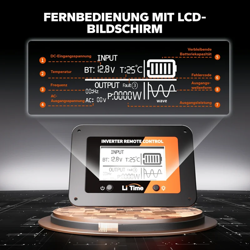 LiTime 2000W Reiner Sinsuswellen Wechselrichter 12VDC zu 230VAC Konverter