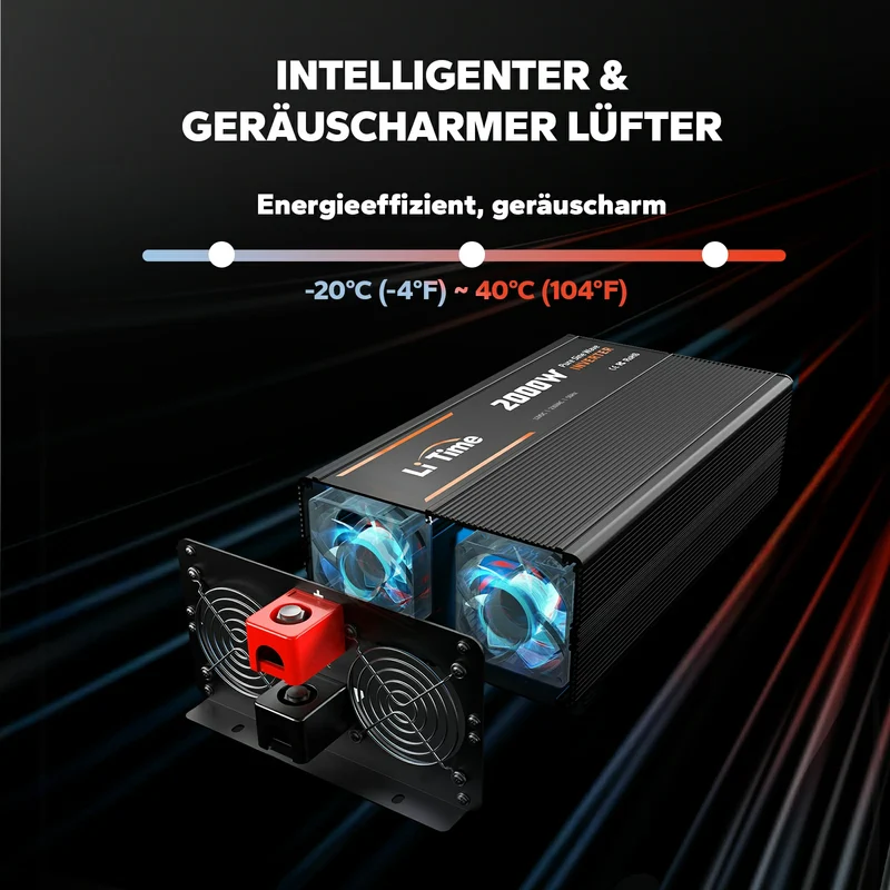 LiTime 2000W Reiner Sinsuswellen Wechselrichter 12VDC zu 230VAC Konverter