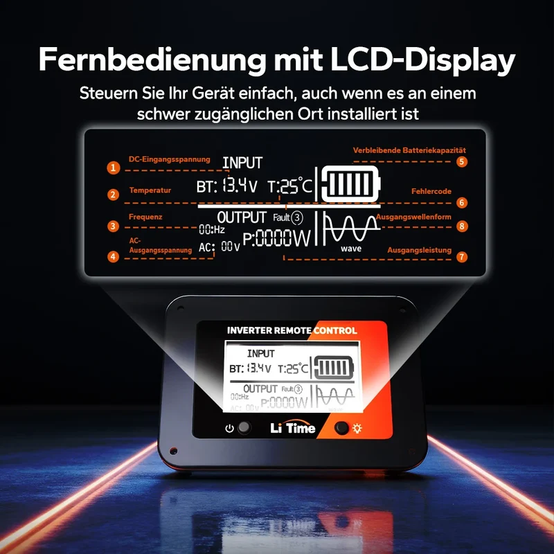 LiTime 1000W Reiner Sinsuswellen Wechselrichter 12VDC zu 230VAC Konverter
