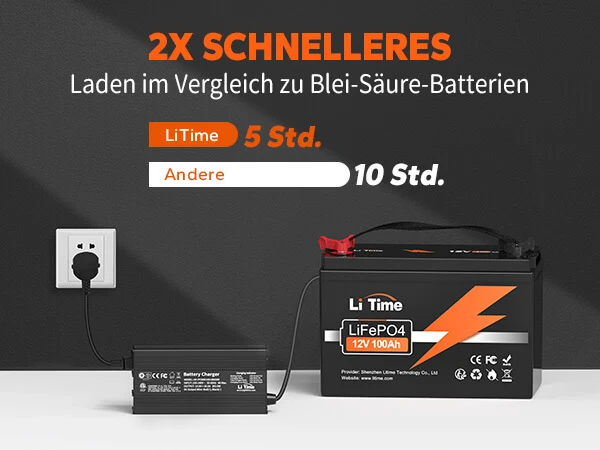 LiTime LiFePO4 12V 100Ah Tiefentladung Lithium Batterie