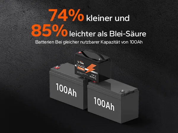 LiTime LiFePO4 12V 100Ah Tiefentladung Lithium Batterie
