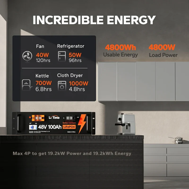 LiTime 48V 100Ah LiFePO4 Deep Cycle Lithium Batterie