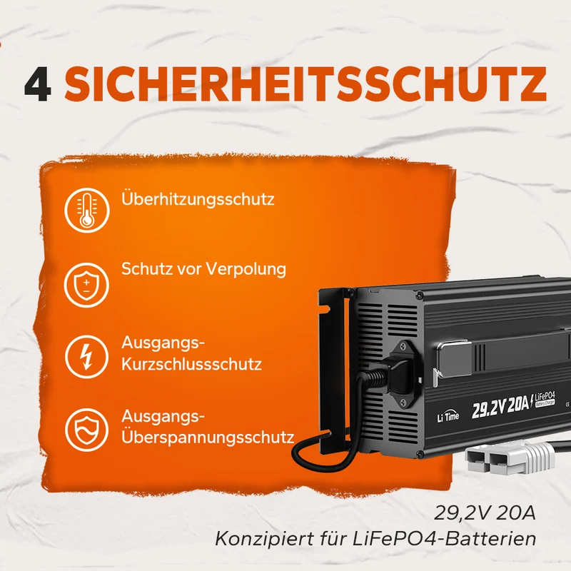 LiTime 29.2V 20A Lithium Batterieladegerät für 24V LiFePO4 Lithium Batterie
