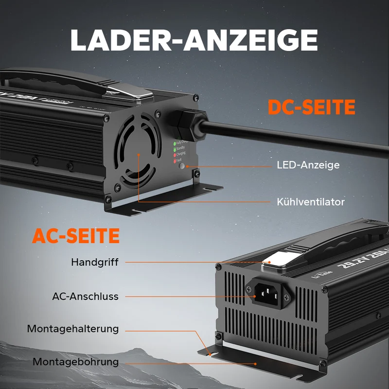 LiTime 29.2V 20A Lithium Batterieladegerät für 24V LiFePO4 Lithium Batterie