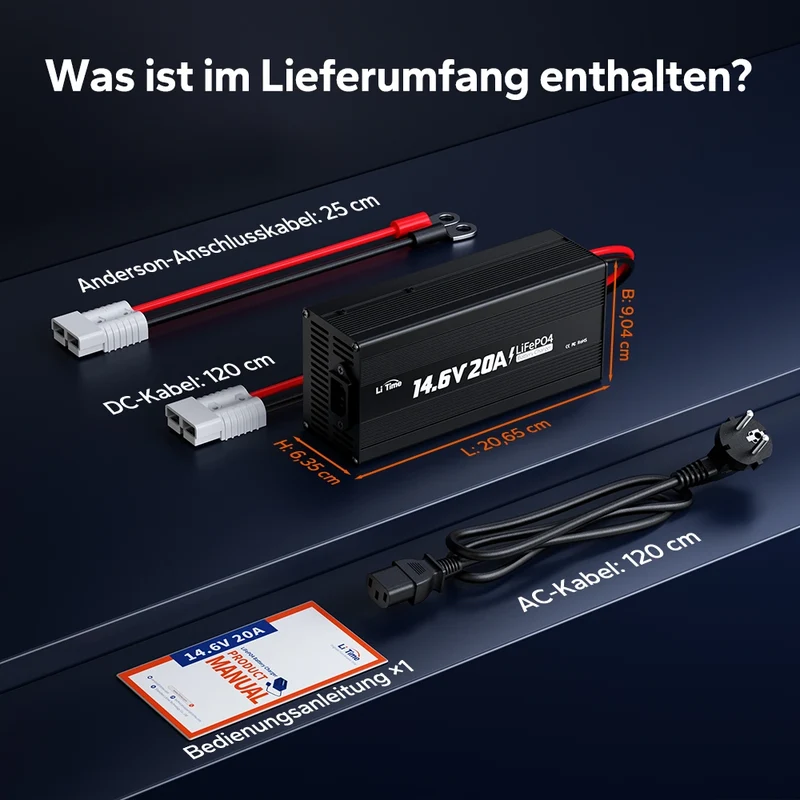 LiTime 14.6V 20A Lithium Batterieladegerät für 12V LiFePO4 Lithium Batterie