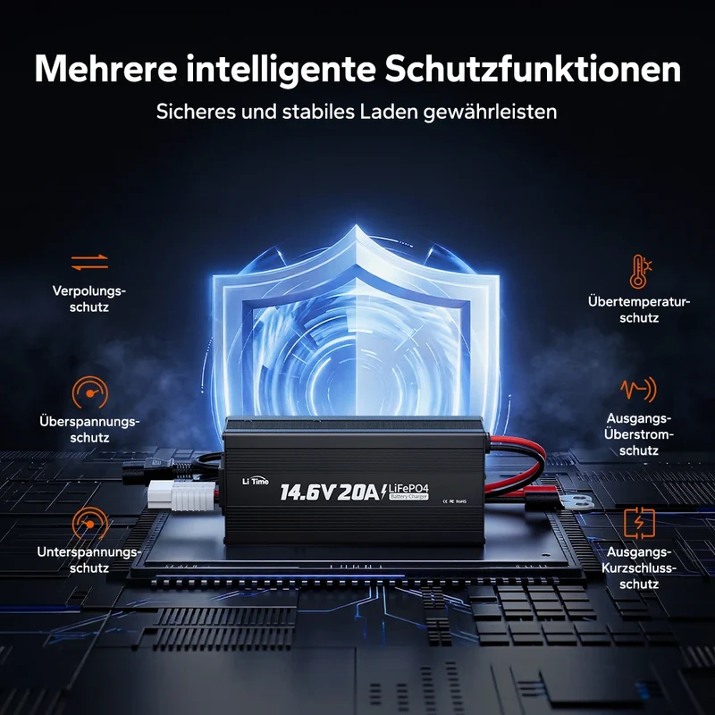 LiTime 14.6V 20A Lithium Batterieladegerät für 12V LiFePO4 Lithium Batterie