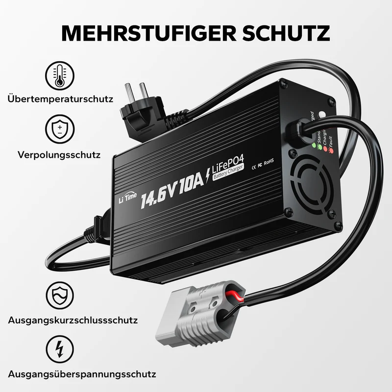 LiTime 14.6V 10A Lithium Batterieladegerät für 12V LiFePO4 Lithium Batterie
