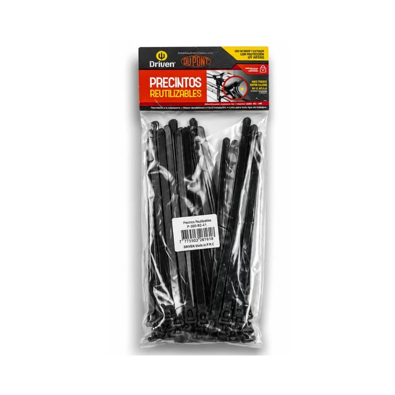 PRECINTO REUTIL. BOL. 25UN 300X7,2MM NEGRO