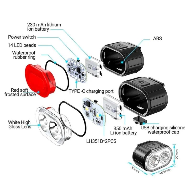 Kit de luces delantera y trasera para bicicleta