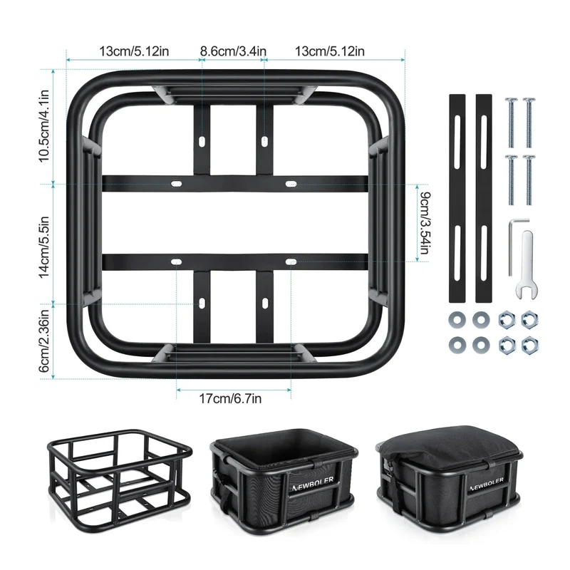 Cesta trasera para bicicleta eléctrica