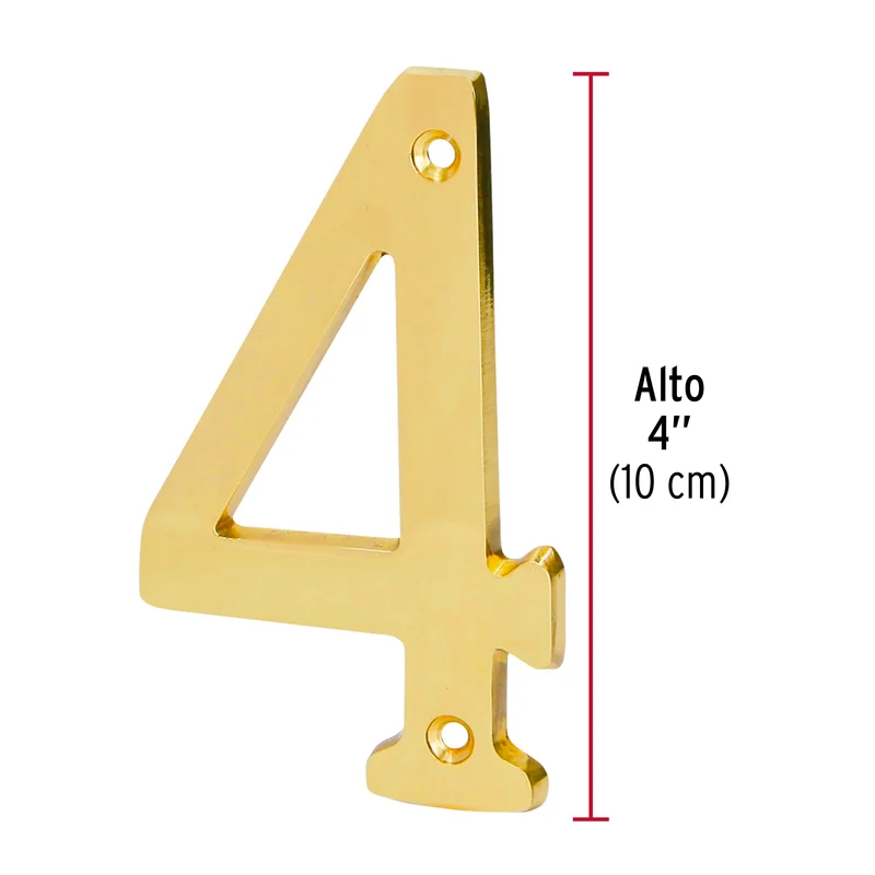 NÚMERO 4 DE LATÓN SÓLIDO 4", HERMEX