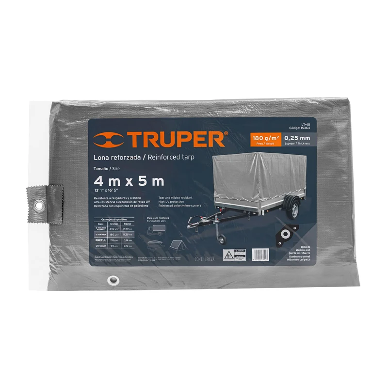 LONA GRIS REFORZADA 4 X 5 M, TRUPER