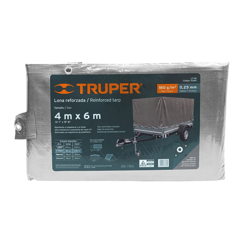 LONA GRIS REFORZADA 4 X 6 M, TRUPER
