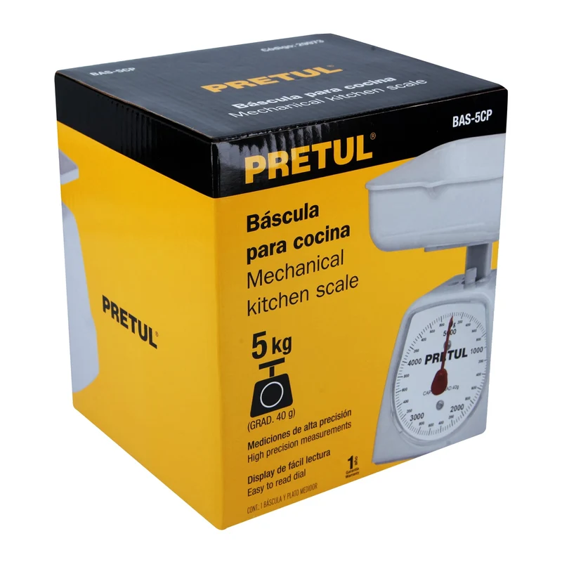 BÁSCULA MECÁNICA PARA COCINA 5 KG, PRETUL
