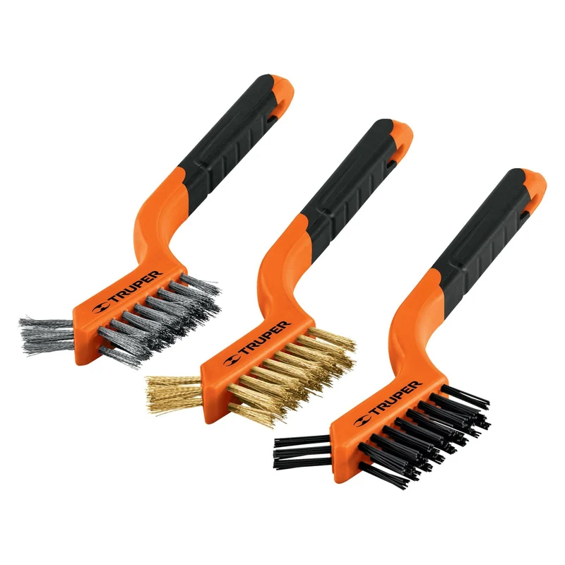 JUEGO DE 3 MINI CEPILLOS DE ALAMBRE 28 PINCELES, TRUPER