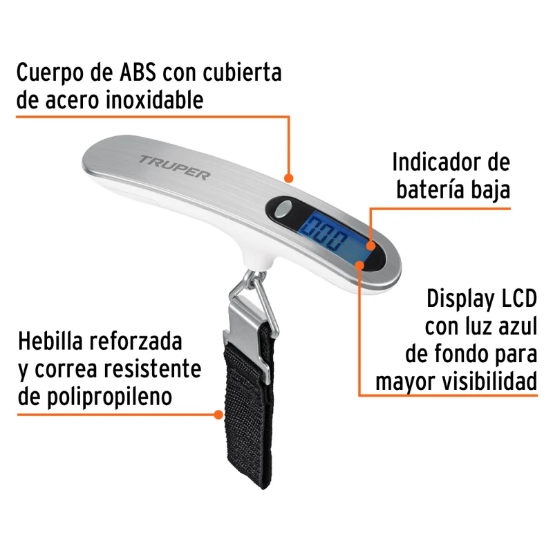BASCULA DIGITAL 50KG P/EQUIPAJE TRUPER