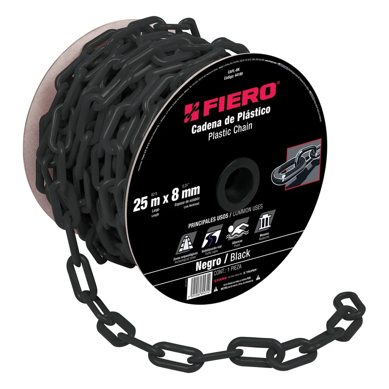 CADENA PLÁSTICO NEGRO DE 8 MM TRUPER FIERO 25 METROS