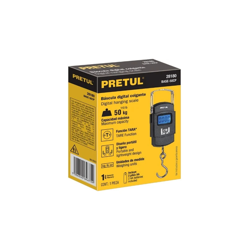 BASCULA DIGITAL COLGANTE 50KG, PRETUL