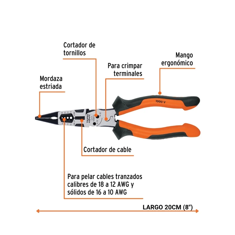 PINZA MULTIUSO 8" TRUPER EXPERT