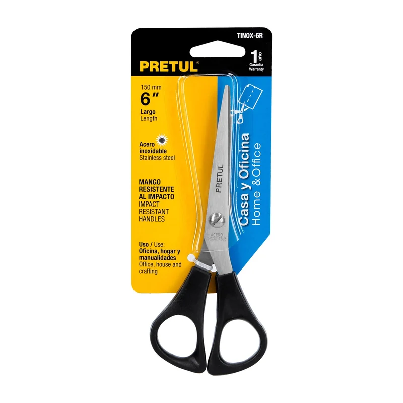 TIJERA 6" DE ACERO INOXIDABLE PARA CASA Y OFICINA, PRETUL