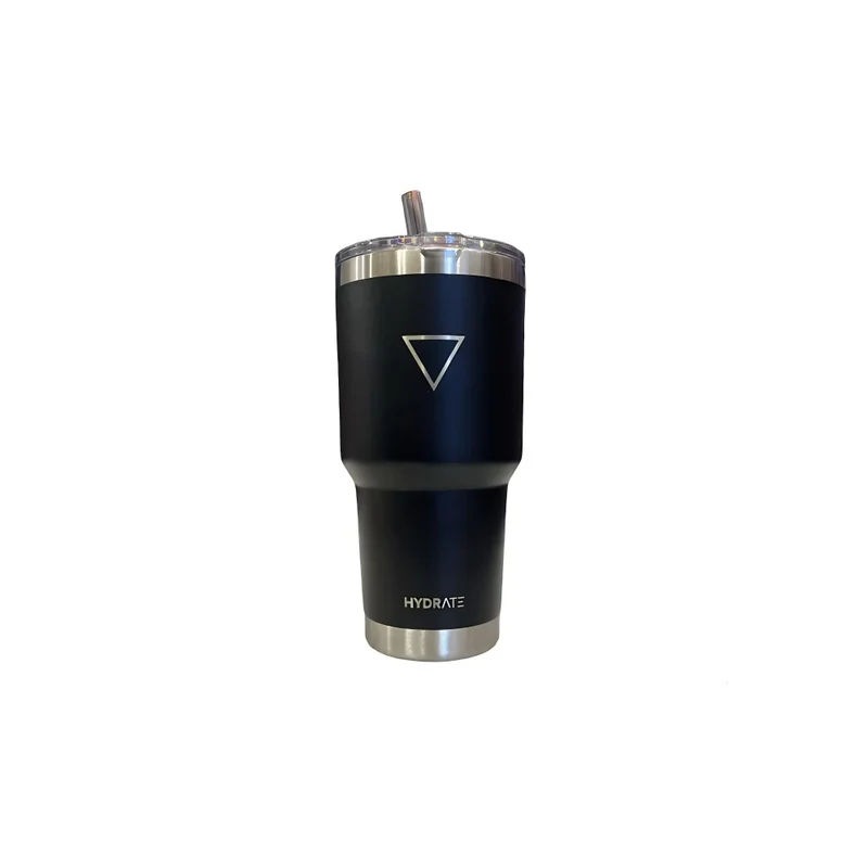 VASO 887 ML NEGRO CON PAJITA, HYDRATE